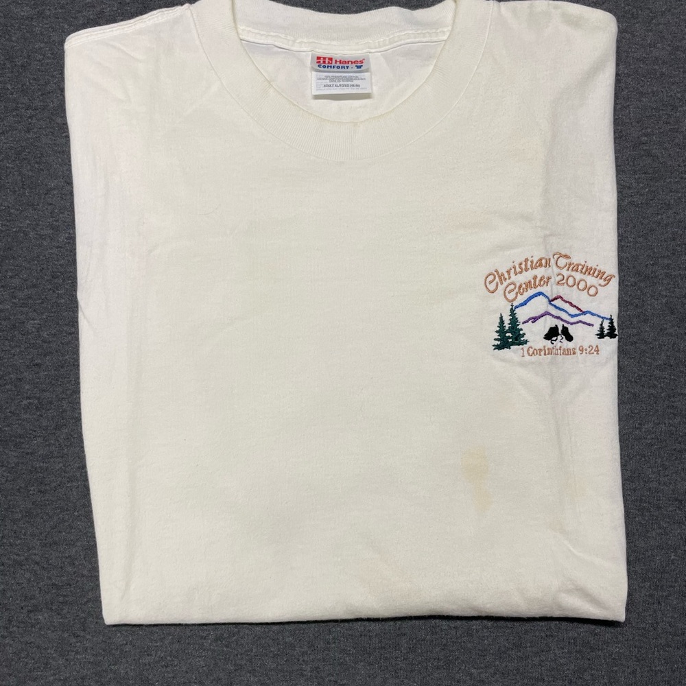 Hanes White Long Sleeve Tee